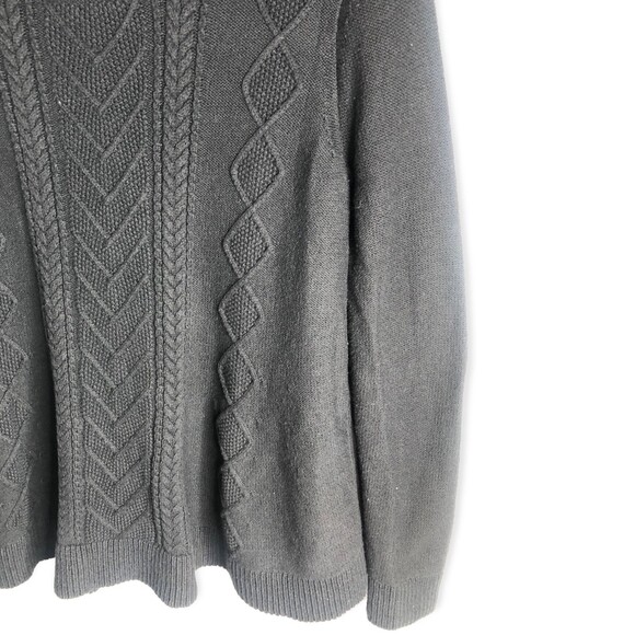 LOFT Outlet Black Diamond Cable Knit Pullover Flared Sweater - Picture 3 of 4